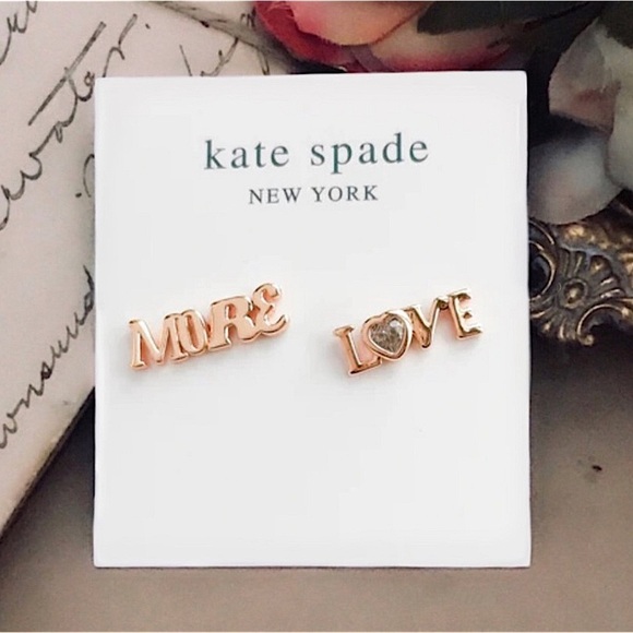 KATE SPADE • Rose Gold Spell It Out More Love Earrings - Picture 6 of 6